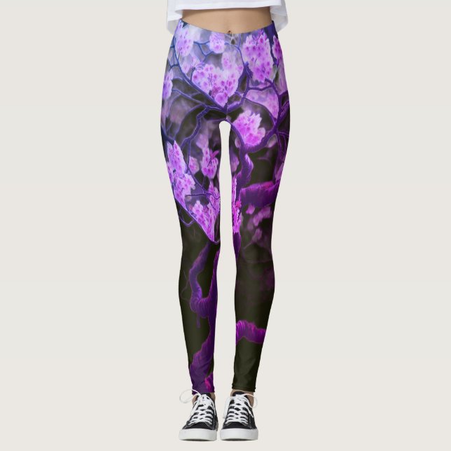 Japanska körsbärsblommor anpassat modernt par leggings (Framsida)