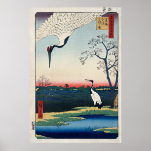 Japanska kranar av okänd artist (1797-1858) poster