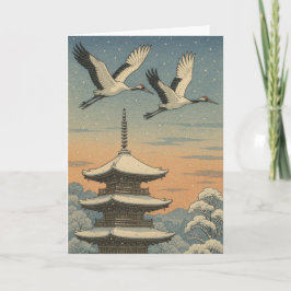 Japanska kranar - julkort helgkort