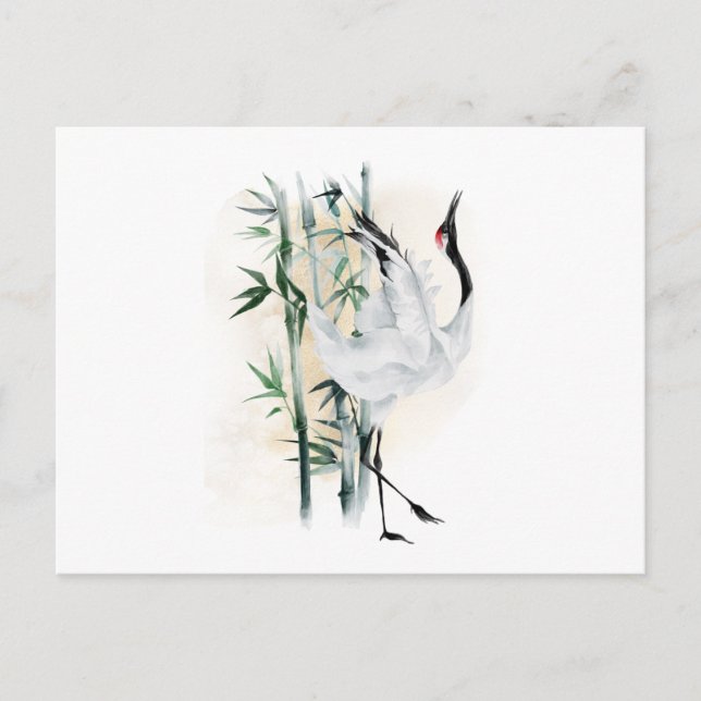 Japanska kranar och bambu vykort (Framsida)