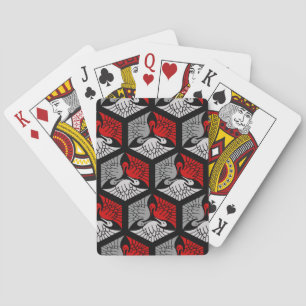 Japanska kranar, rött, Grått/Grått och svart Casinokort