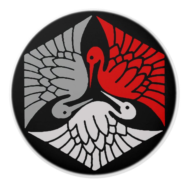 Japanska kranar, rött, Grått/Grått och svart Knopp (Framsidan)