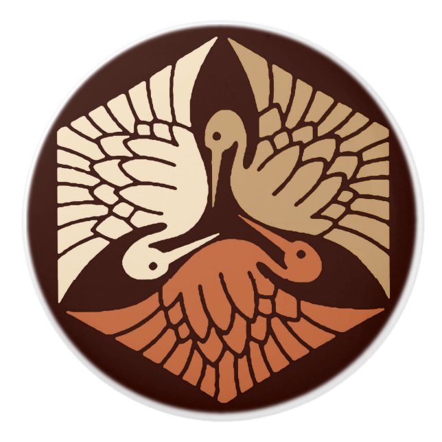 Japanska kranar, tenn, rost och choklad brun knopp (Framsidan)