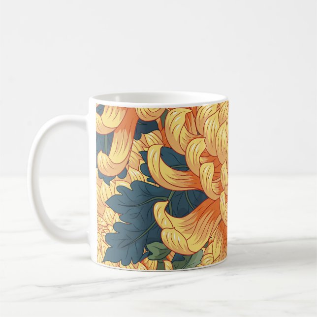 Japanska krysantemum: gult blommönster. kaffemugg (Vänster)
