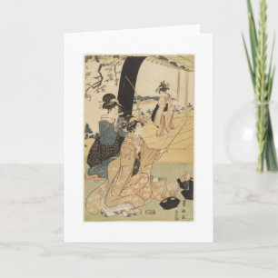Japanska kvinnlig som övar bågskytte C. 1798 Kort