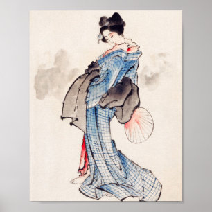 Japanska kvinnor i Kimono av Katsushika Hokusai Poster