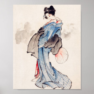 Japanska kvinnor i Kimono av Katsushika Hokusai Poster