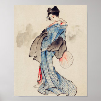Japanska kvinnor i Kimono av Katsushika Hokusai Poster