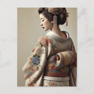 Japanska kvinnor i traditionell Kimono Vykort