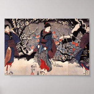 Japanska kvinnor Painting c. 1 800 Poster