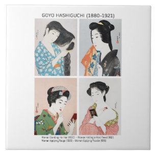 Japanska kvinnor porträtt - Goyō Hashiguchi Kakelplatta