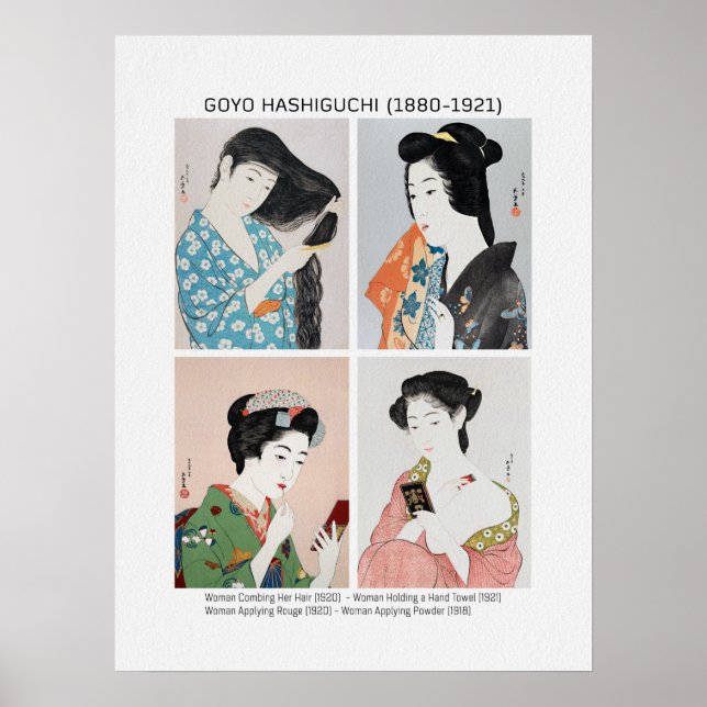 Japanska kvinnor porträtt - Goyō Hashiguchi Poster (Framsidan)