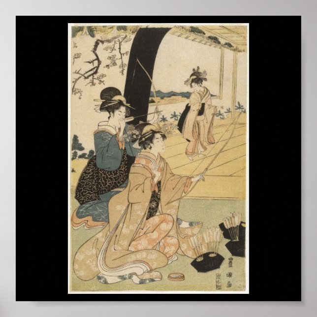 Japanska kvinnor som utövar arkeologi c. 1798 poster (Framsidan)