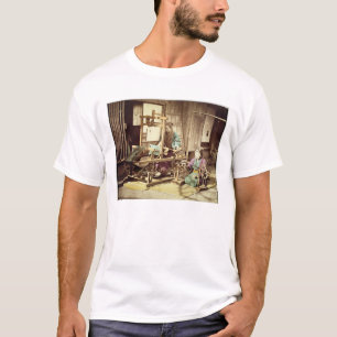 Japanska kvinnor som väver, c.1890 (räcka-färga tee