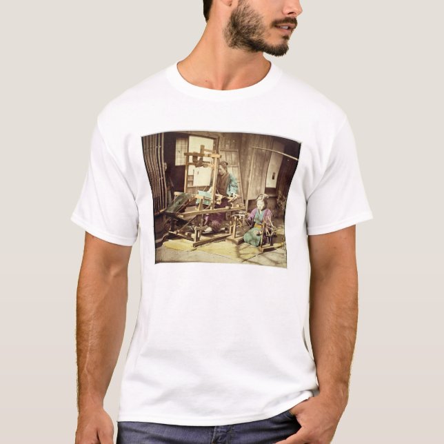 Japanska kvinnor som väver, c.1890 (räcka-färgad tee (Framsida)