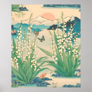 Japanska Lily i Valley May Birth Month Flower Poster