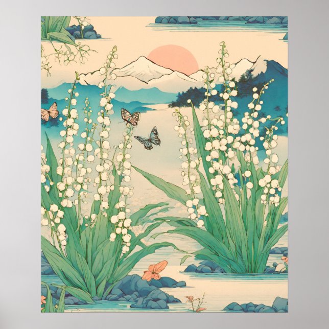 Japanska Lily i Valley May Birth Month Flower Poster (Framsidan)