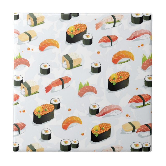 Japanska livsmedel:Sushi Mönster Kakelplatta (Framsidan)