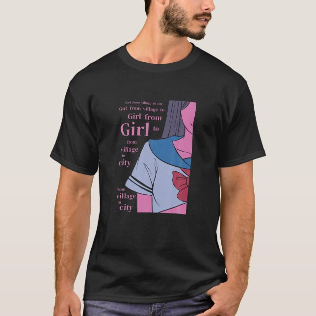 Japanska Lofi Girl Anime Character - Japan Aesthet T Shirt (Framsida)