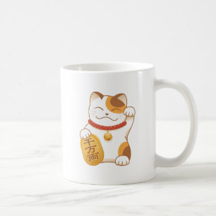 Japanska Lucky Calico Cat, Maneki Neko Kaffemugg