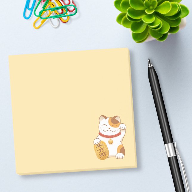 Japanska Lucky Calico Cat, Maneki Neko Post-it Block (Skapare uppladdad)