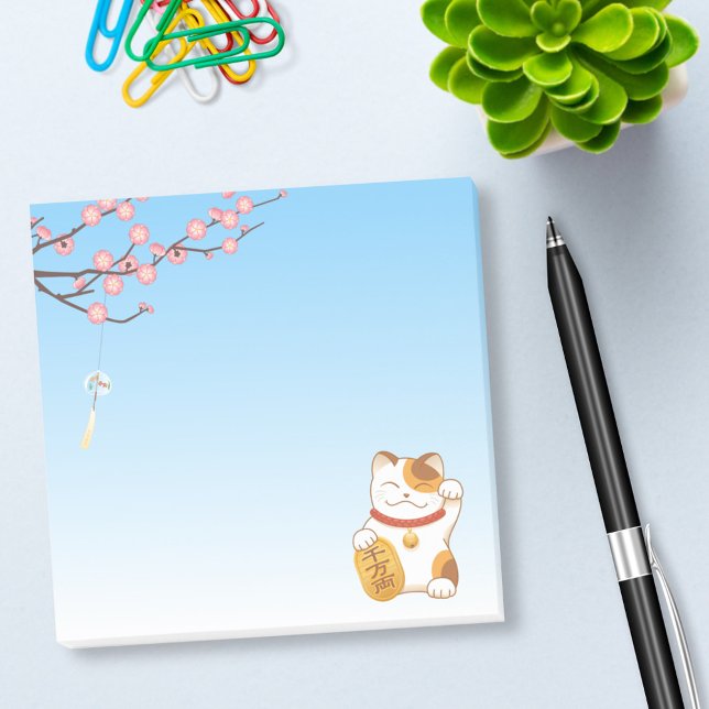 Japanska Lucky Calico Cat, Maneki Neko Post-it Block (Skapare uppladdad)