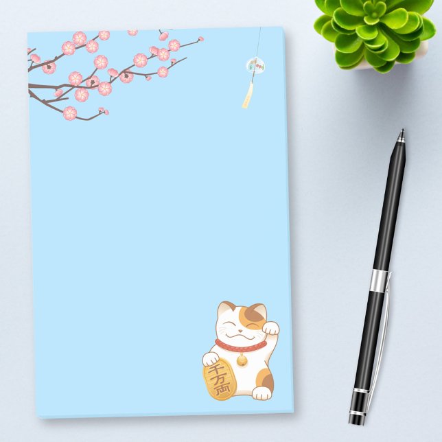 Japanska Lucky Calico Cat, Maneki Neko Post-it Block (Skapare uppladdad)