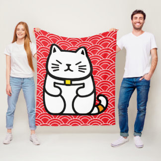 Japanska Lucky Cat eller Maneki-Neko Fleecefilt