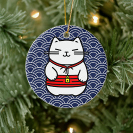 Japanska Lucky Cat eller Maneki-Neko Julgransprydnad Keramik