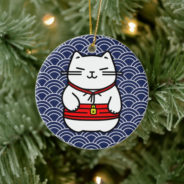 Japanska Lucky Cat eller Maneki-Neko Julgransprydnad Keramik (Träd)