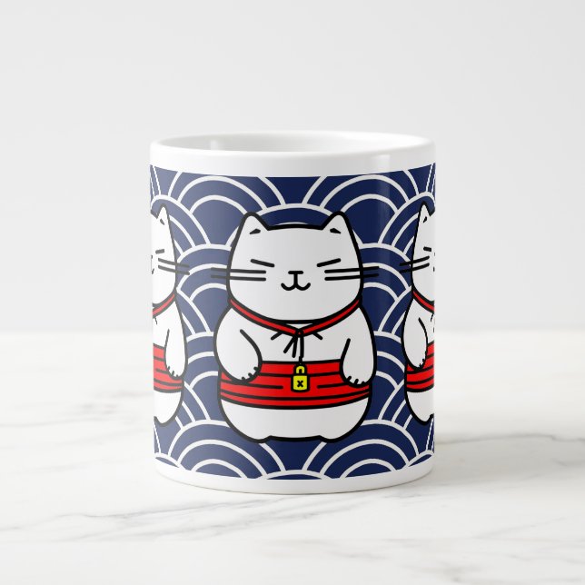 Japanska Lucky Cat eller Maneki-Neko Jumbo Mugg (Framsidan)