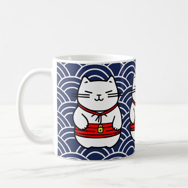 Japanska Lucky Cat eller Maneki-Neko Kaffemugg (Vänster)