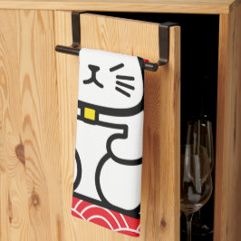 Japanska Lucky Cat eller Maneki-Neko Kökshandduk