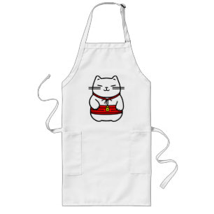 Japanska Lucky Cat eller Maneki-Neko Långt Förkläde