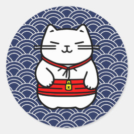 Japanska Lucky Cat eller Maneki-Neko Runt Klistermärke