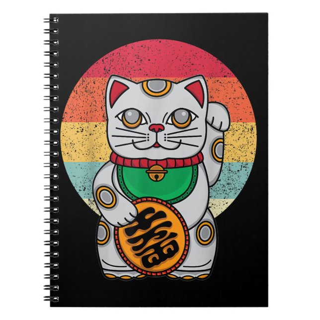 Japanska Lucky Cat Maneki Neko Kawaii Koban Feng Anteckningsbok (Framsidan)
