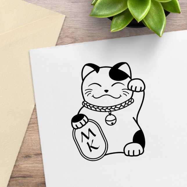 Japanska Lyckokatten, Maneki Neko - Monogram Stämpel (Skapare uppladdad)