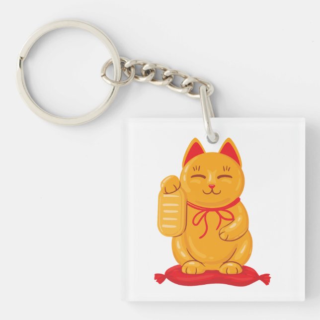 Japanska Maneki Neko Guld Cat, förmögenhetssymbol (Framsidan)