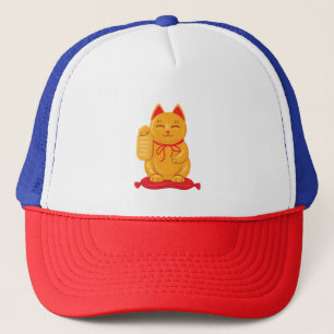 Japanska Maneki Neko Guld Cat, förmögenhetssymbol Keps