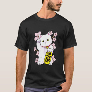 Japanska Maneki Neko Lucky Cat Lycka till Feng Shu T Shirt