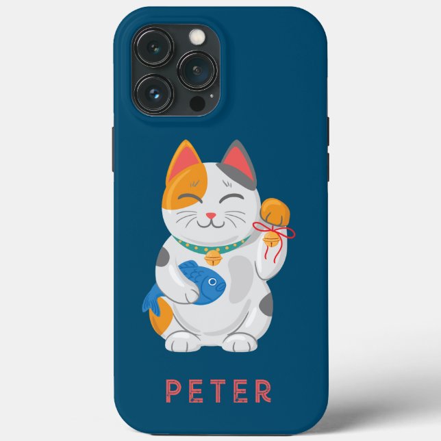 Japanska Maneki Neko White Cat, lycka till (Baksida)