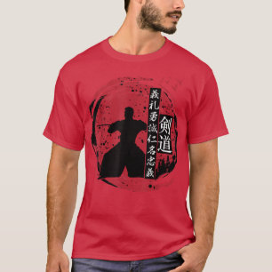 Japanska martialteckningar Kendo Samurai Silhoutte T Shirt