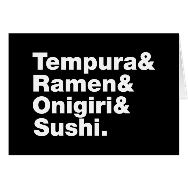 Japanska Mat Tempura & Ramen & Onigiri & Sushi. Hälsningskort (Framsidan Horizontal)
