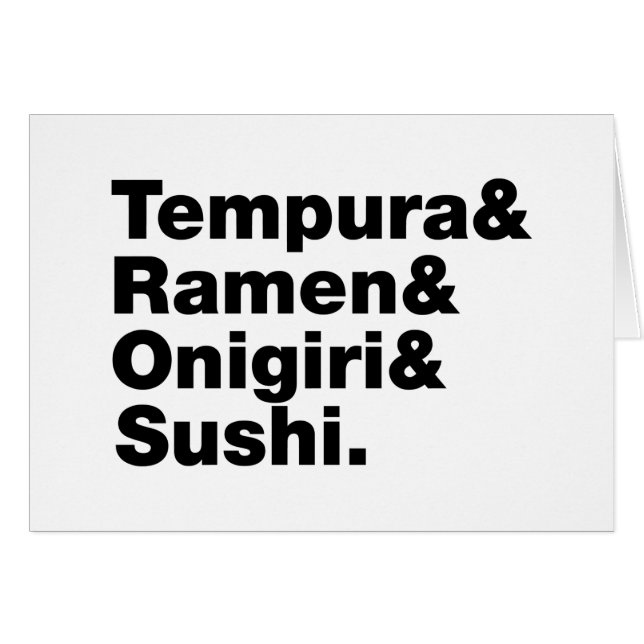 Japanska Mat Tempura & Ramen & Onigiri & Sushi. Hälsningskort (Framsidan Horizontal)