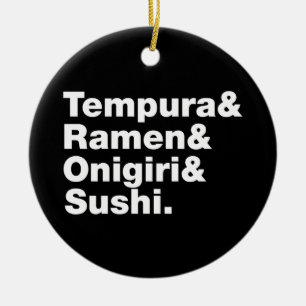 Japanska Mat Tempura & Ramen & Onigiri & Sushi. Julgransprydnad Keramik