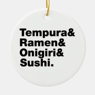 Japanska Mat Tempura & Ramen & Onigiri & Sushi. Julgransprydnad Keramik