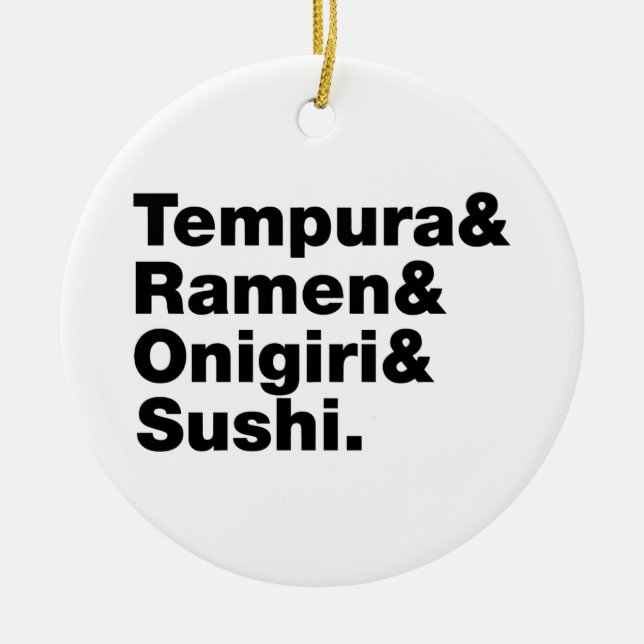 Japanska Mat Tempura & Ramen & Onigiri & Sushi. Julgransprydnad Keramik (Framsidan)