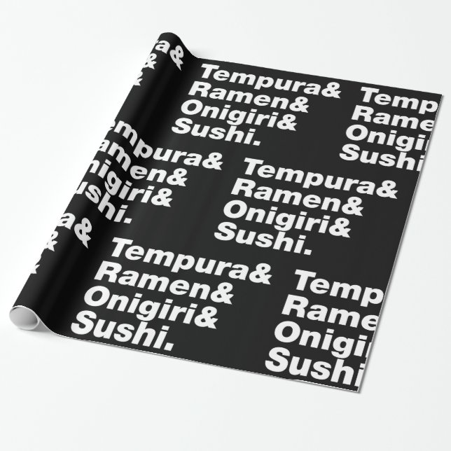 Japanska Mat Tempura & Ramen & Onigiri & Sushi. Presentpapper (Utrullad)