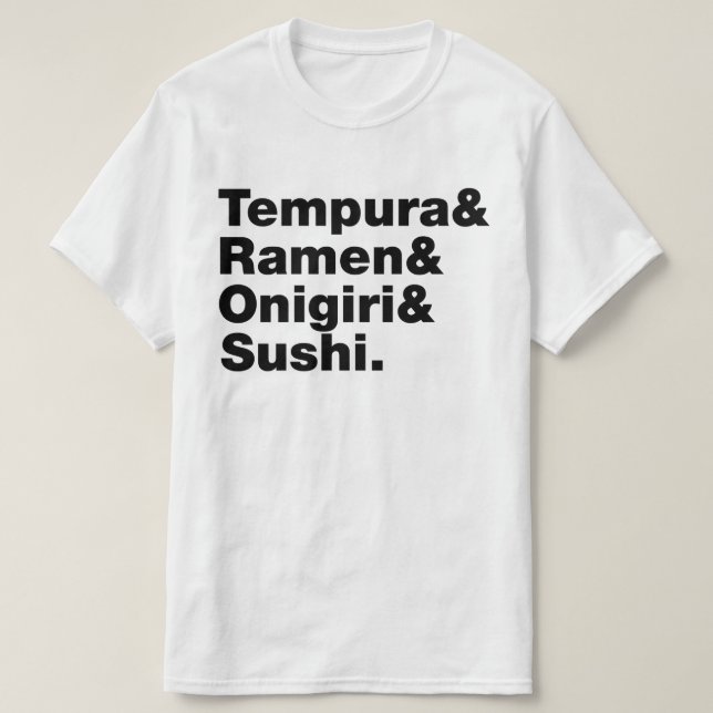Japanska Mat Tempura & Ramen & Onigiri & Sushi. T Shirt (Design framsida)