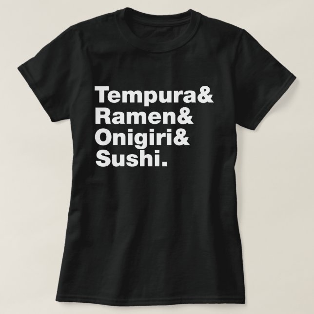 Japanska Mat Tempura & Ramen & Onigiri & Sushi. T Shirt (Design framsida)